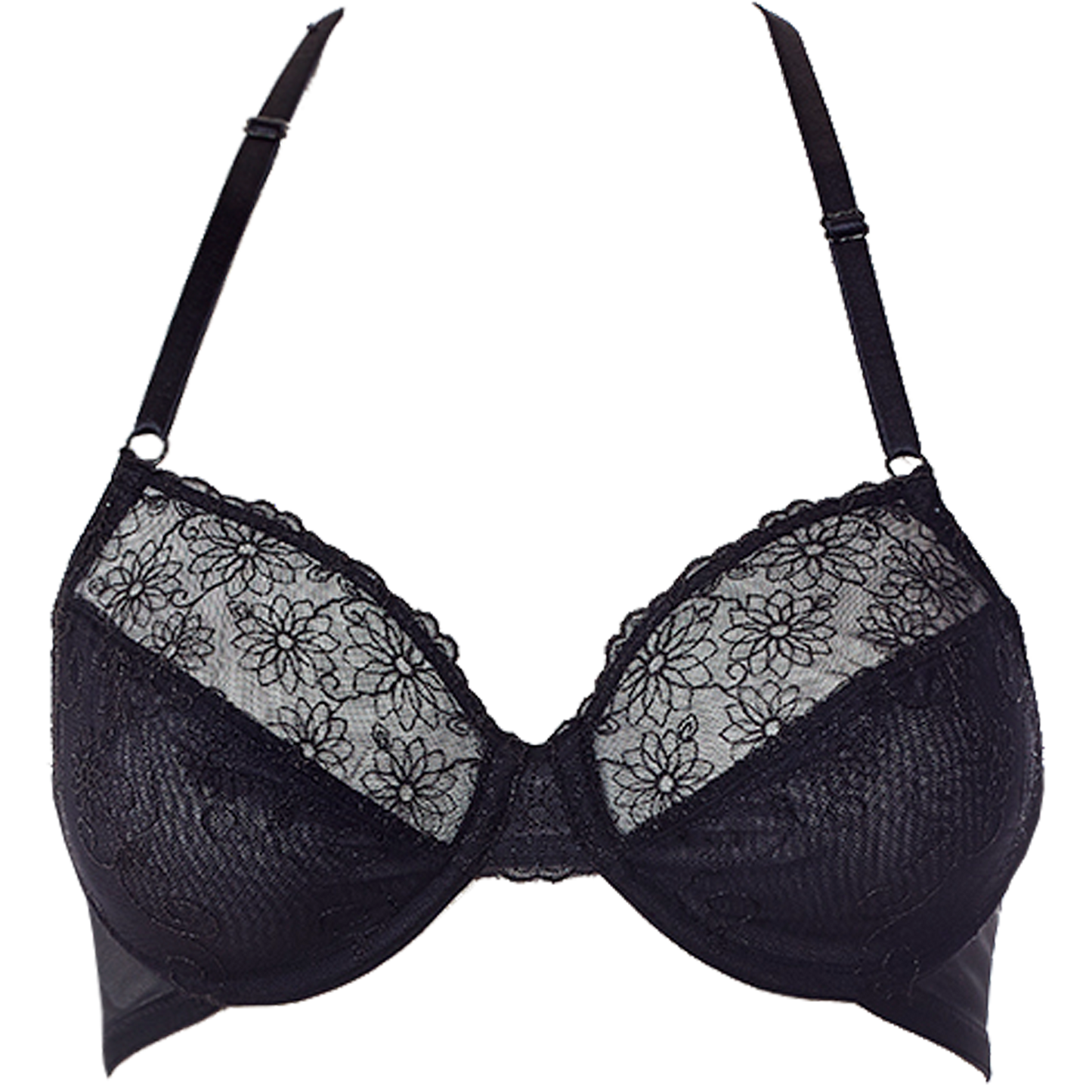 Glamour embroidered mesh triangle bra